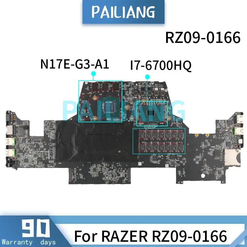 For RAZER RZ09-0166 Laptop motherboard SR2FQ I7-6700HQ With RAM N17E-G3-A1 Notebook Mainboard Tested OK