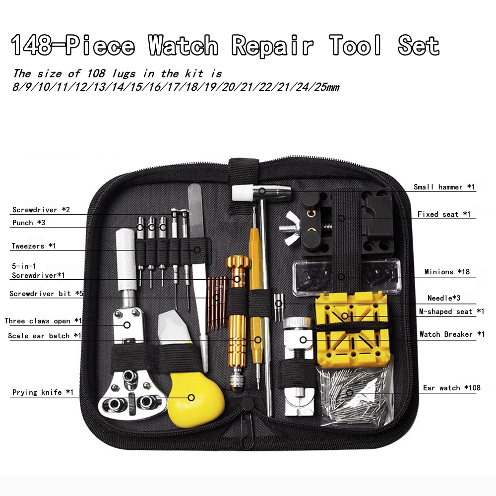 148pcs Professional Watch Tools Watch Opener Link Pin Remover Pry Screwdriver Watch Repair Tools Kit Clock watch parts hot sale