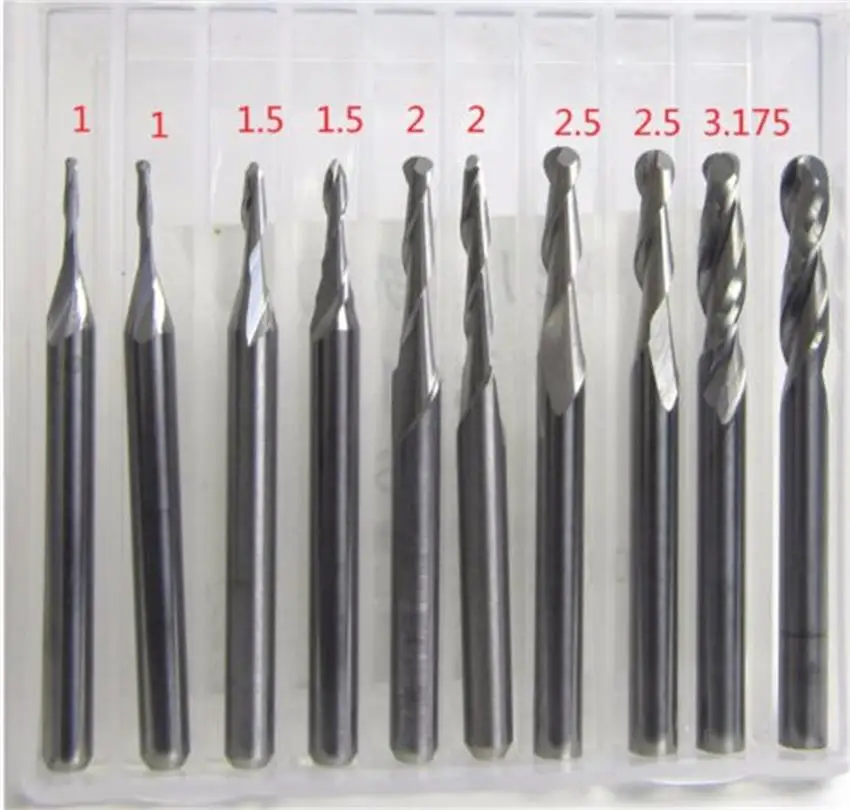 10 Chiếc 5 Loại Thông Số Kỹ Thuật 1-3.175 Mm Xi Măng Carbide Cấp Cối Xay Không Burr Bóng Đầu Xoắn Ốc Chạm Khắc dụng Cụ