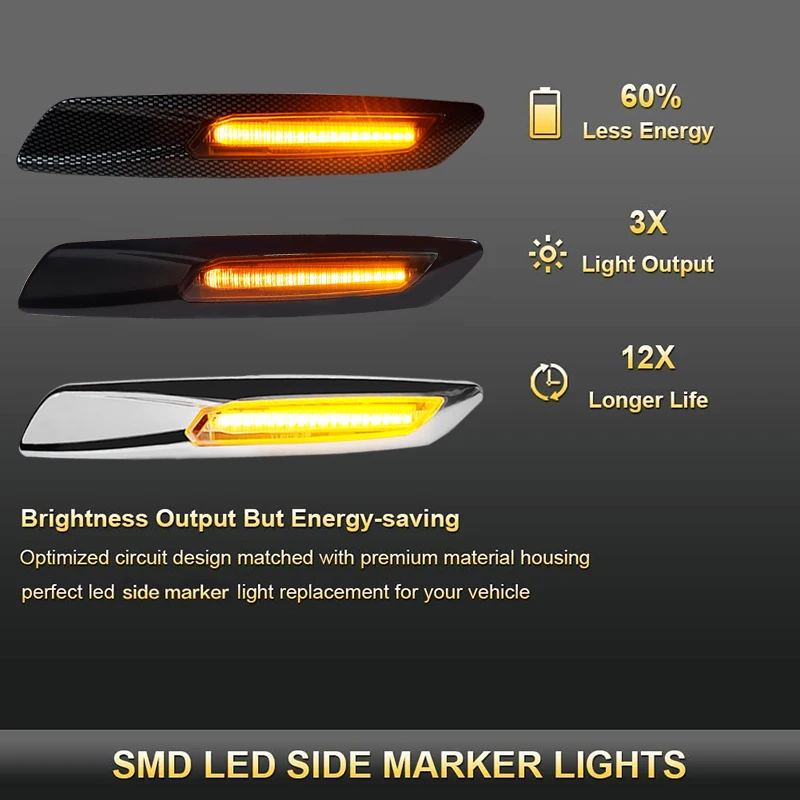 NO Flashing 12V Car Turn Signal Lamps Side Marker Lights LED Accessories For BMW Serie 1 3 5 E90 E60 E87 E83 E91 E92 E93 X1 X3