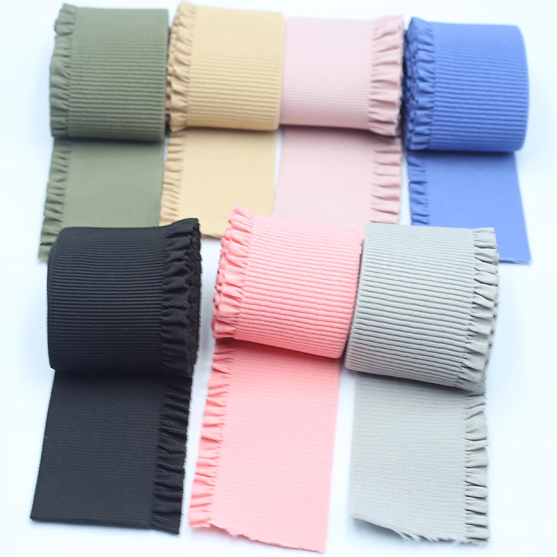 2.2 Inches Pleated Lace Elastic Band Trim 7 color Polyester Waist Elastic Rubber Belt Clothing Sewing Craft Supplies 1 yards/lot