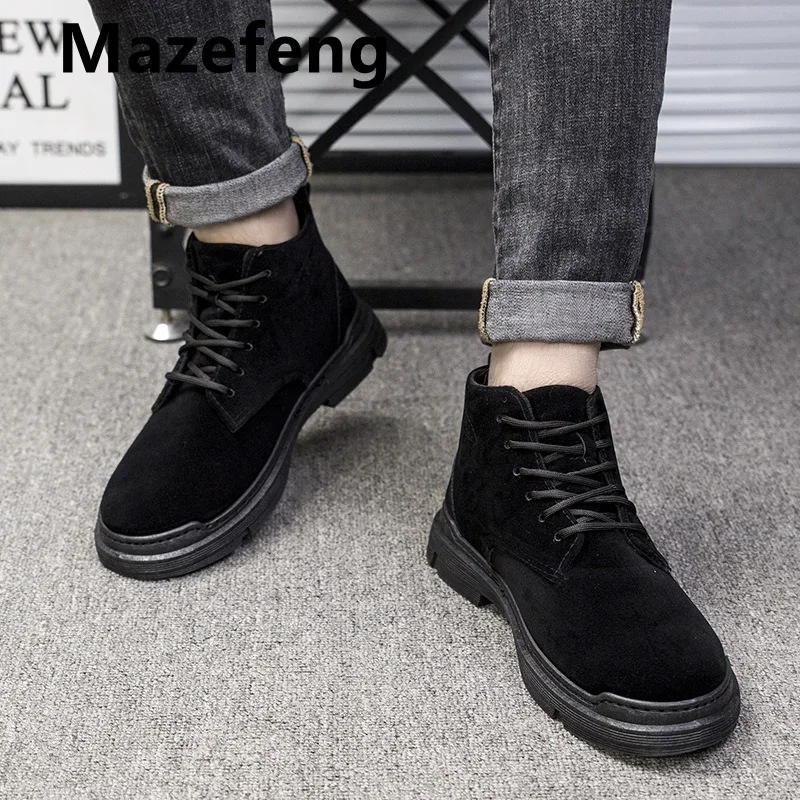 Men Boots Men\'s Winter Shoes Fashion Snow Boots Shoes Plus Size Winter Sneakers Ankle Men Shoes Winter Boots Black Blue Footwear