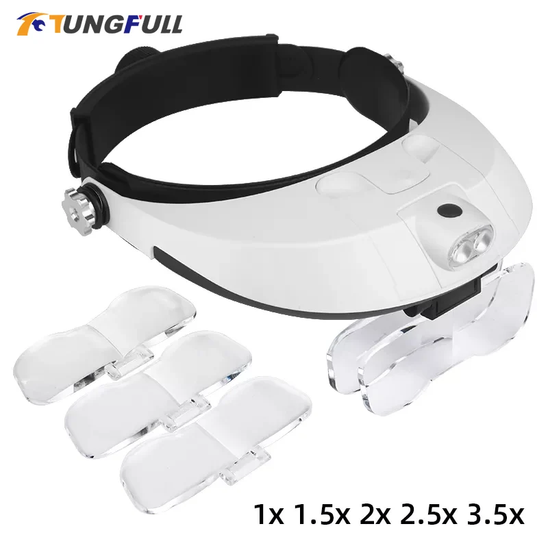 Tungfull-lupa Headband Glasses Lupa de Auricular com Estilo Leve Repair Tool