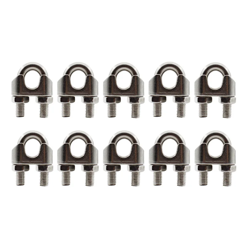 M10 Wire Cable Clamps, 10 PCS Stainless Steel Wire Rope Cable Clip Clamps U Bolt Saddle Fastener, U-Bolts,Clothesline Tightener