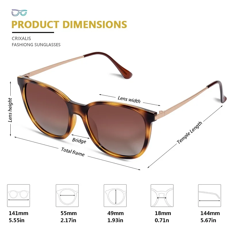 CRIXALIS Vintage Women\'s Sunglasses Polarized Classic Anti Glare Driving Sun Glasses For Men Luxury Brand Designer Shades Female