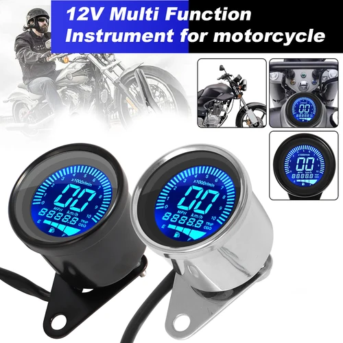 Velocímetro Digital Universal con pantalla LCD para motocicleta, odómetro, techómetro, medidor de combustible para Harley Honda Cafe Racer, 1-4 cilindros