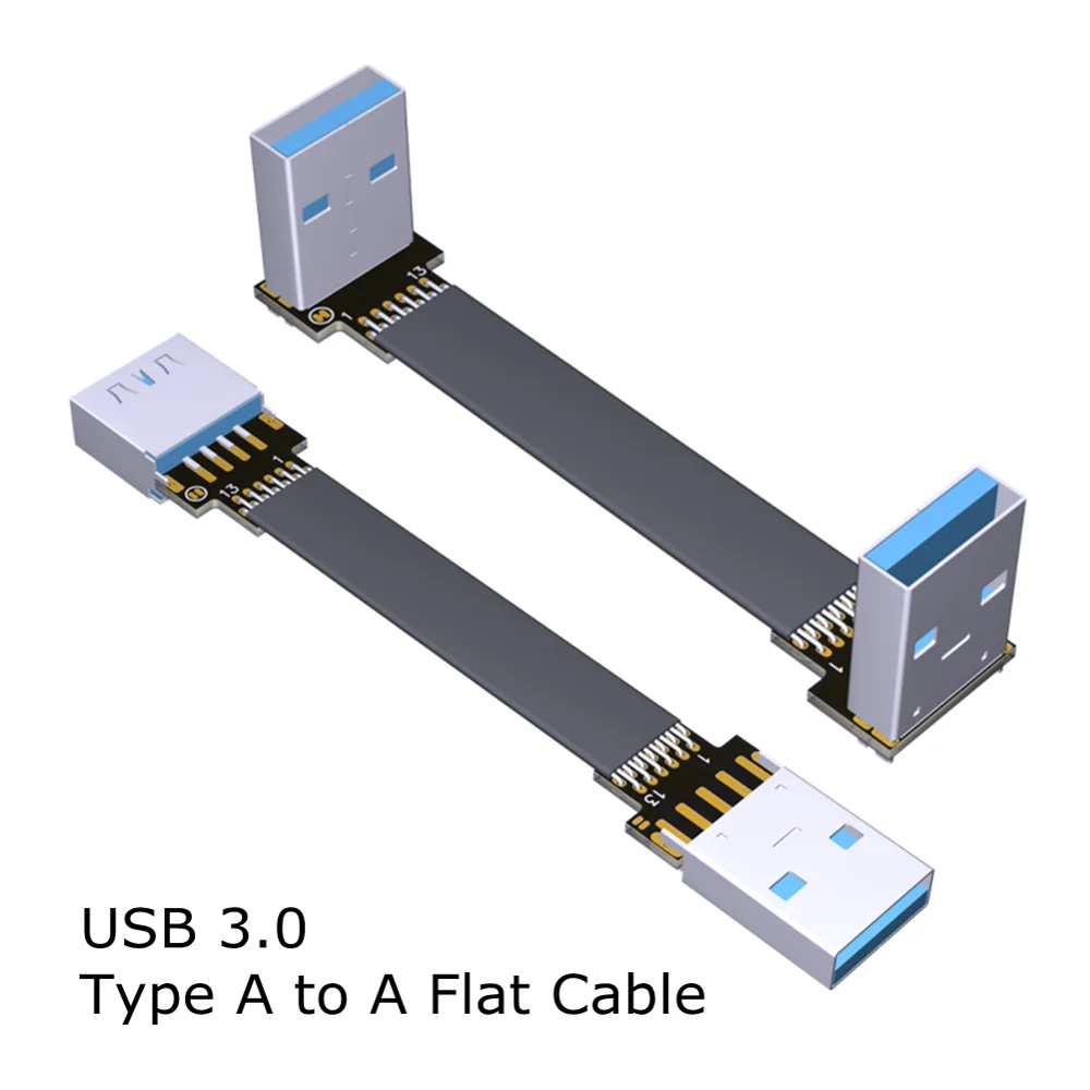 USB 3.0 male to male female to female ultra-thin FPV flat Ribbon extension cable A female to A male double angle custom