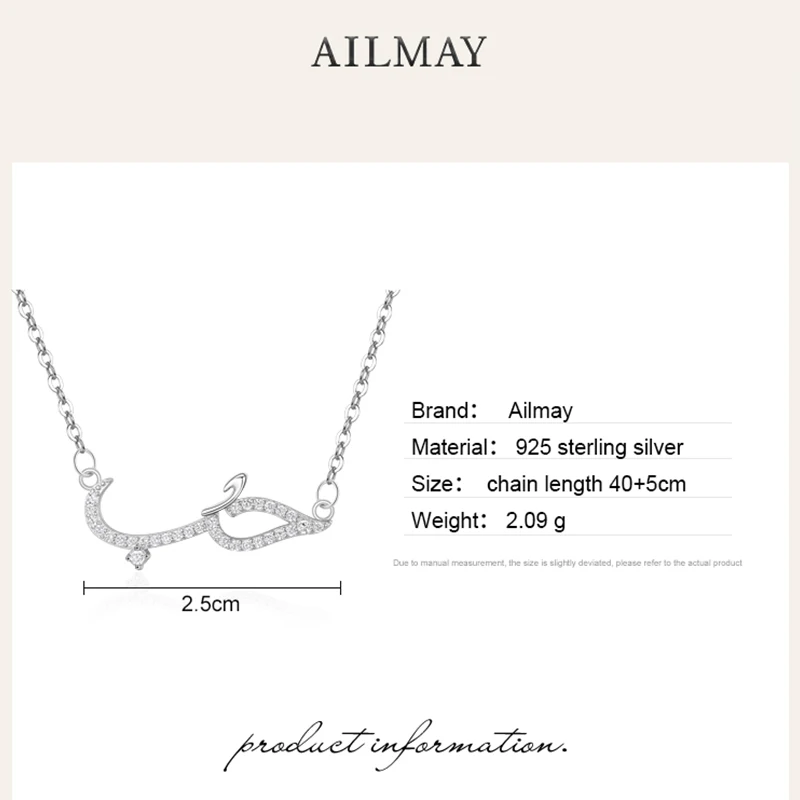 Ailmay Simple 925 Sterling Silver Line Type Pattern Crocodile Pendant Necklaces For Women Sterling Silver Fashion Jewelry
