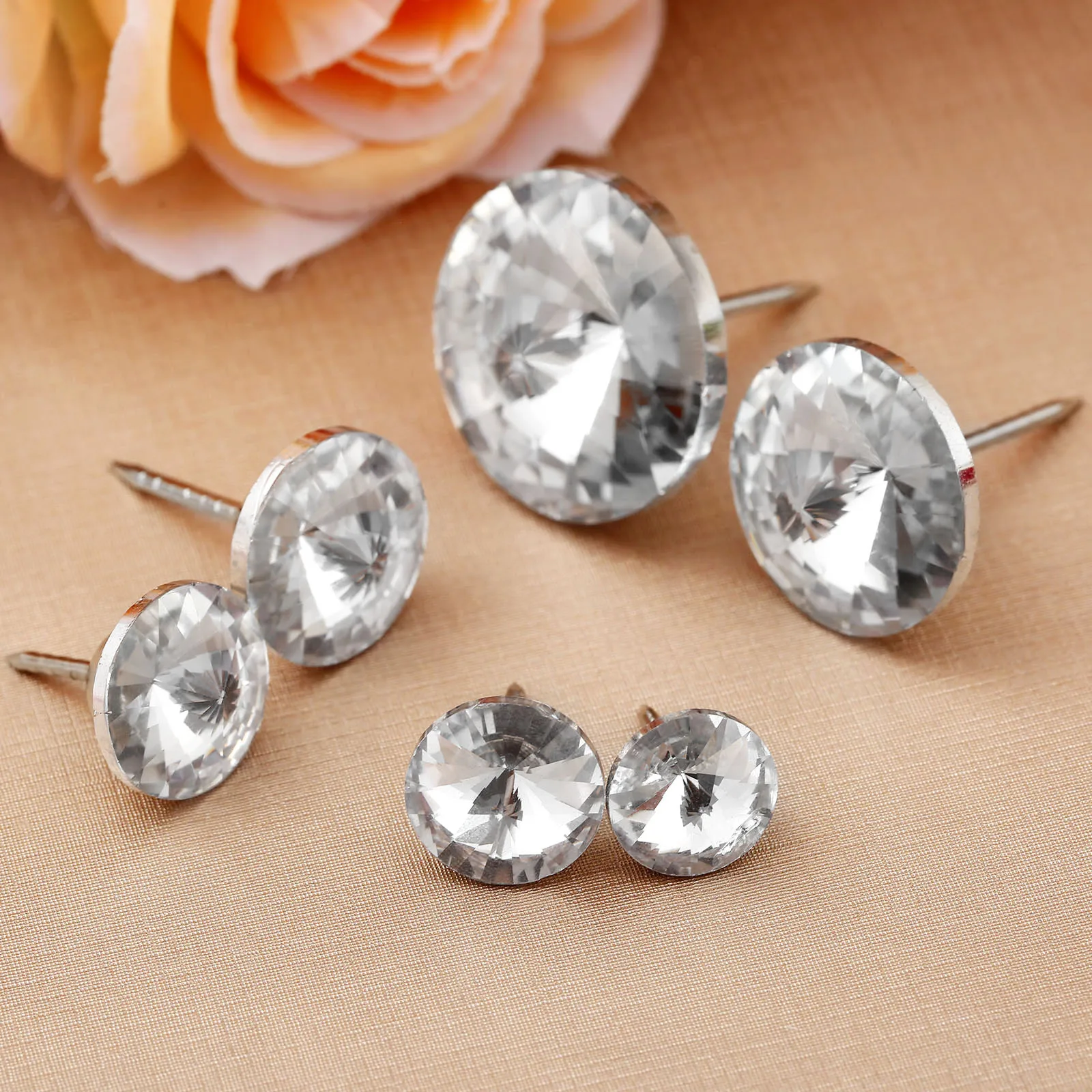 10pcs Crystal Upholstery Nails Diamond Buttons Decorative Tacks Studs Pins 14/16/18/20/25/30mm Craft Headboard Leather Sofa Bag