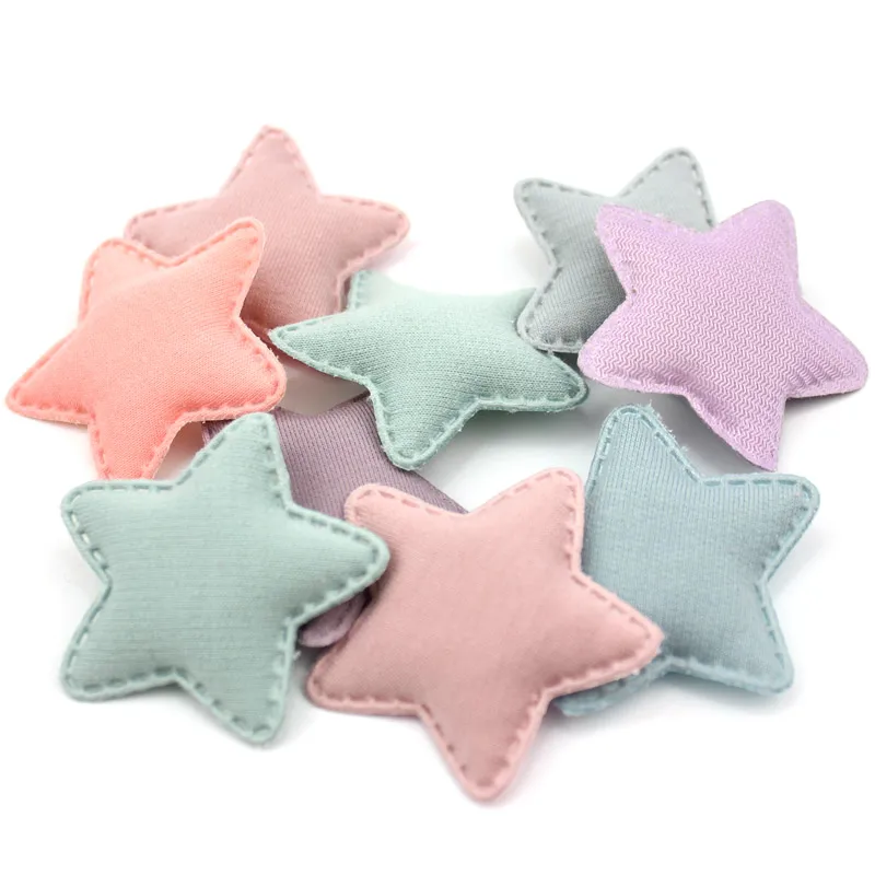 24Pcs 4.8cm Star Padded Appliques for Kids BB Clip headwear Decor clothing patches Hairpin crafts handmade accessoires