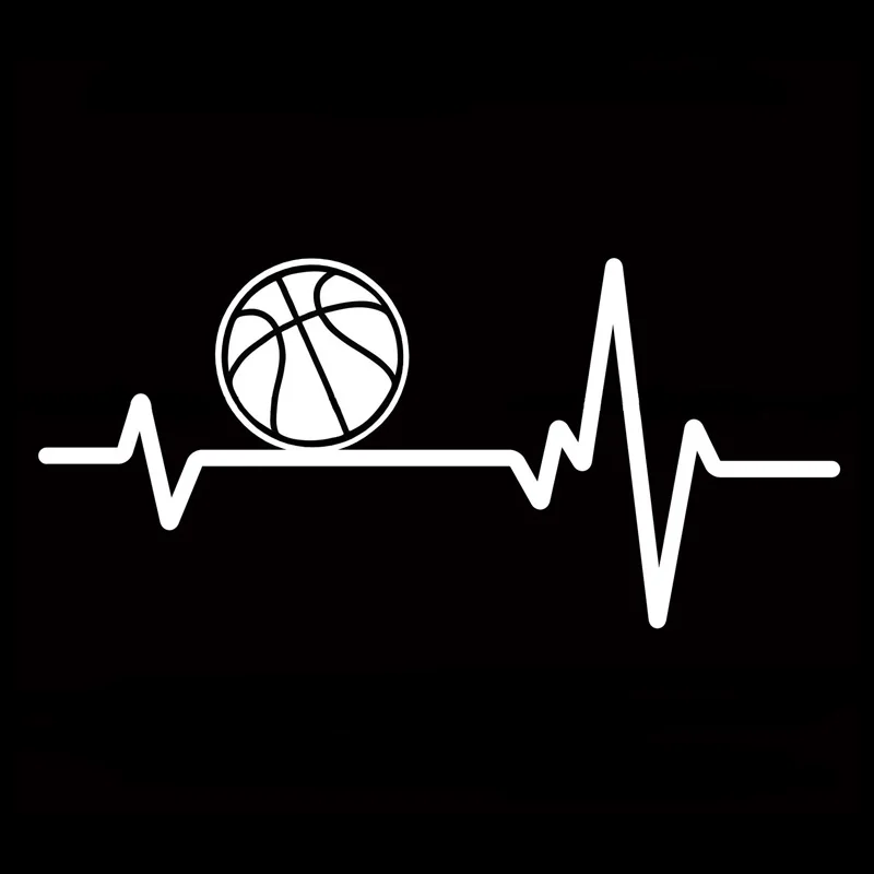 1 PCS 15CM*6.9CM Soprt Ball Basketball Heartbeat Vinyl Black/Silver Car Sticker for Chrysler sticker