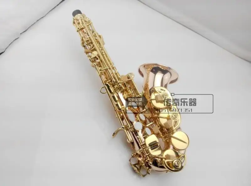 SYLZKR Custom brand Curved soprano Sax BbTune music instrument Golden key Quality With Mouthpiece Phosphorized copper