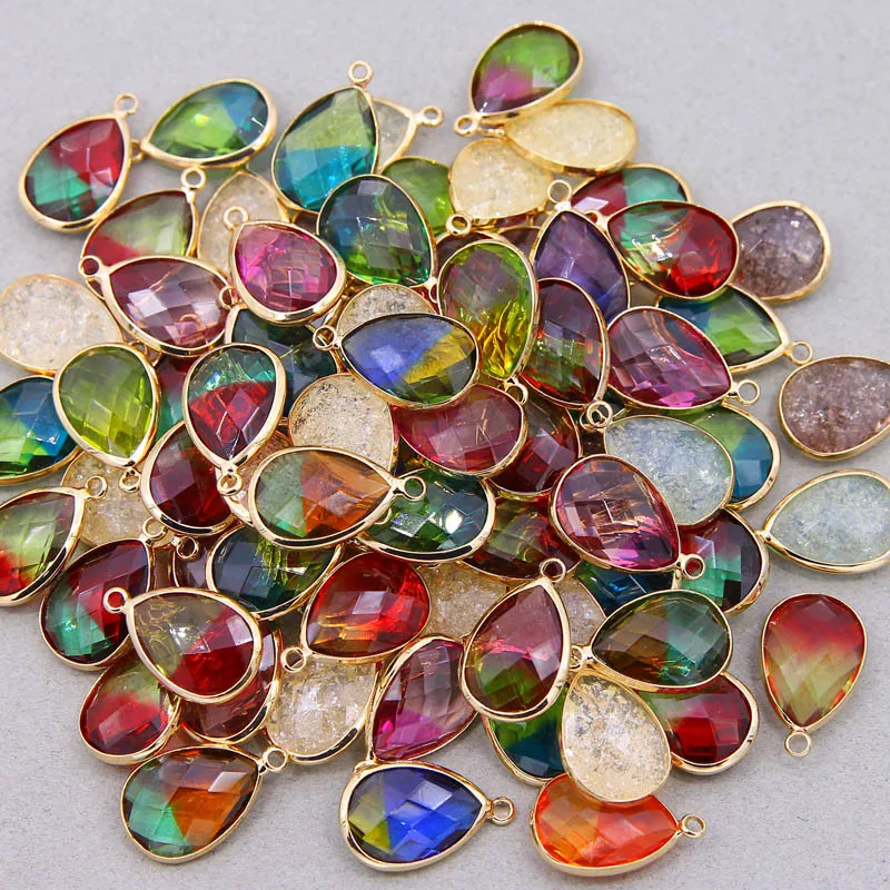 10pcs Mixed Golden Drop Shape Multi-faceted Resin Beads for DIY Earring Pendant Handmade Jewelry Finding