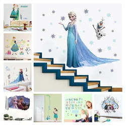 Frozen Elsa Wall Stickers For Kids Room Self-adhesive Princess Bedroom Decals Vinyl Home Decoration Letters Wallpaper Girl Mural