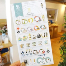 Korea Sonia Novelty Tea Set Stickers Aesthetic Palace Style Teapot Plate Mug Sticker Scrapbooking Journaling Craft Supplies