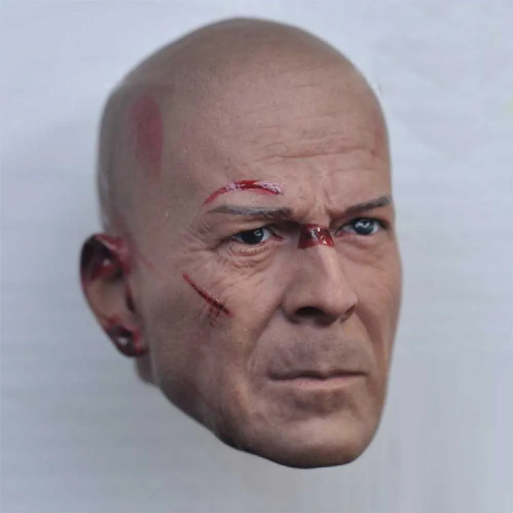 1/6 Bruce Willis Male Head Sculpt Damaged Ver. fit 12'' Soldier Figure  Toy Soldier Male gift