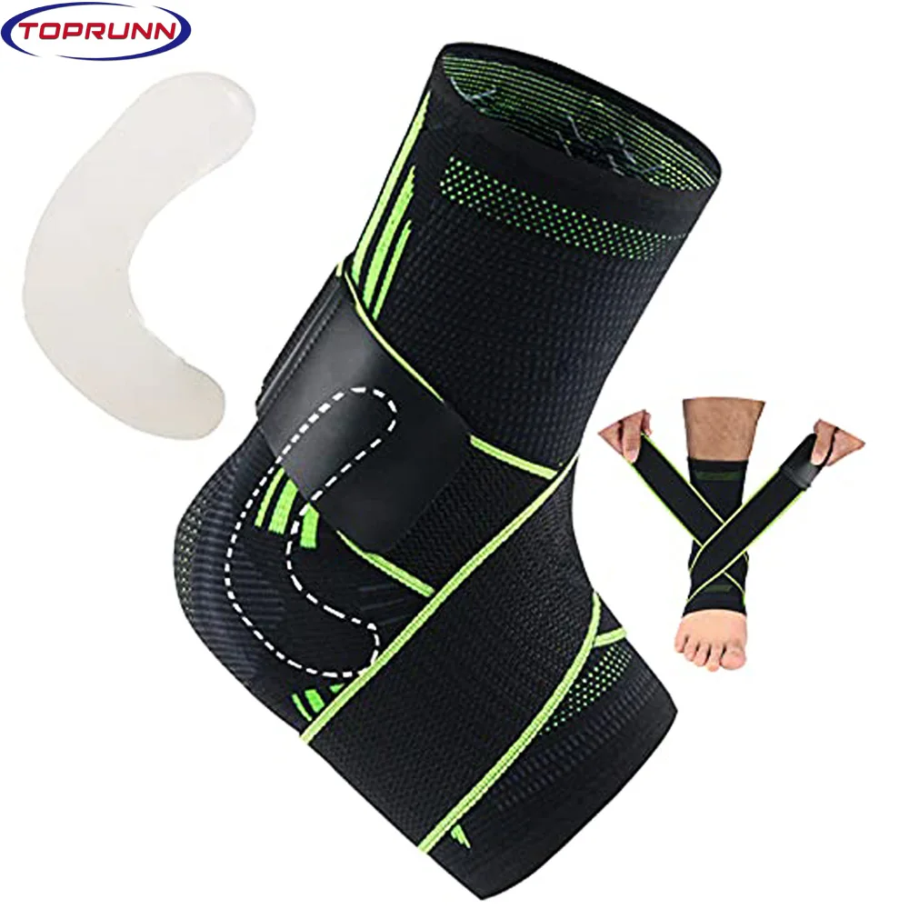 TopRunn 1Pc Silicone Ankle Support Sleeve,Effective Relief for Chronic Ankle,Arthritis,Plantar Fasciitis,Prevent Ankle Injuries