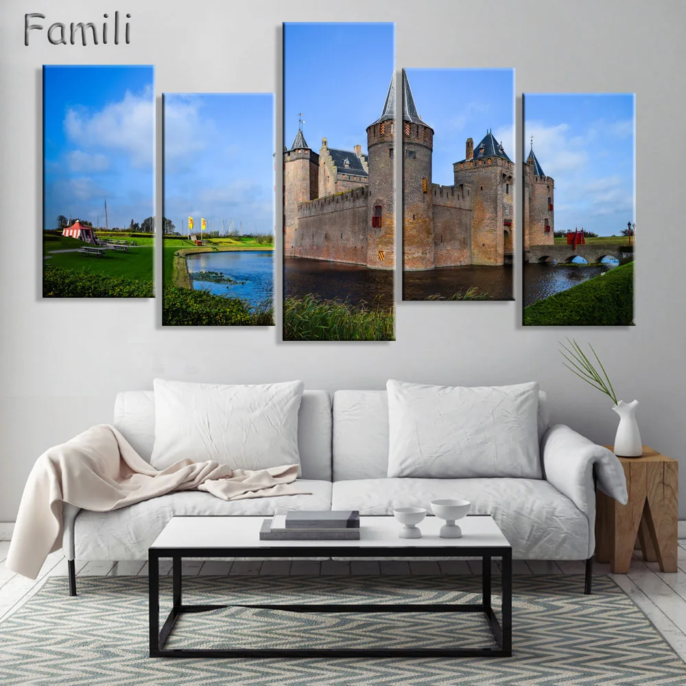 5pcs Modern Netherlands city Canvas art Painting on the Wall Modular Pictures vintage home decor Canvas Painting for Living Room