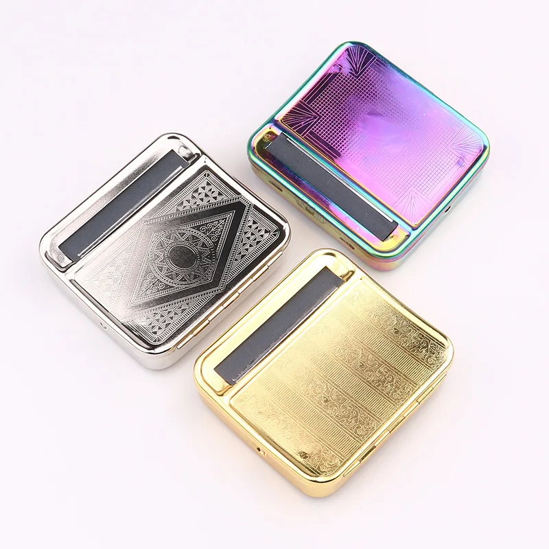 70/78 MM Gold Metal Cigarette Rolling Machine Box Case Rolling Papers Tobacco Roller Rolling Machine Cigarette Maker