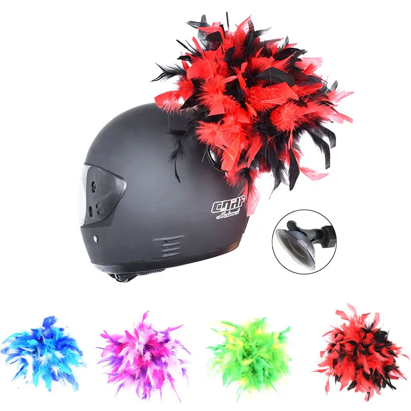 New Fashion Motorcycle Helmet Decorative Personality Feather Unisex Motocross Racing Helmet Cool Trending Decoration Punk Style