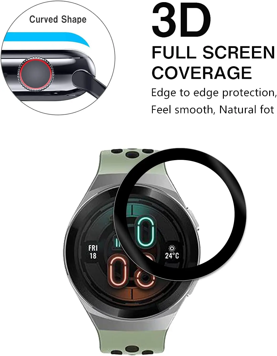 BEYESER Soft Fibre Glass Protective Films For Huawei Watch GT2E 3D Film Cover Screen Protector Case Smart Watch Accessories New