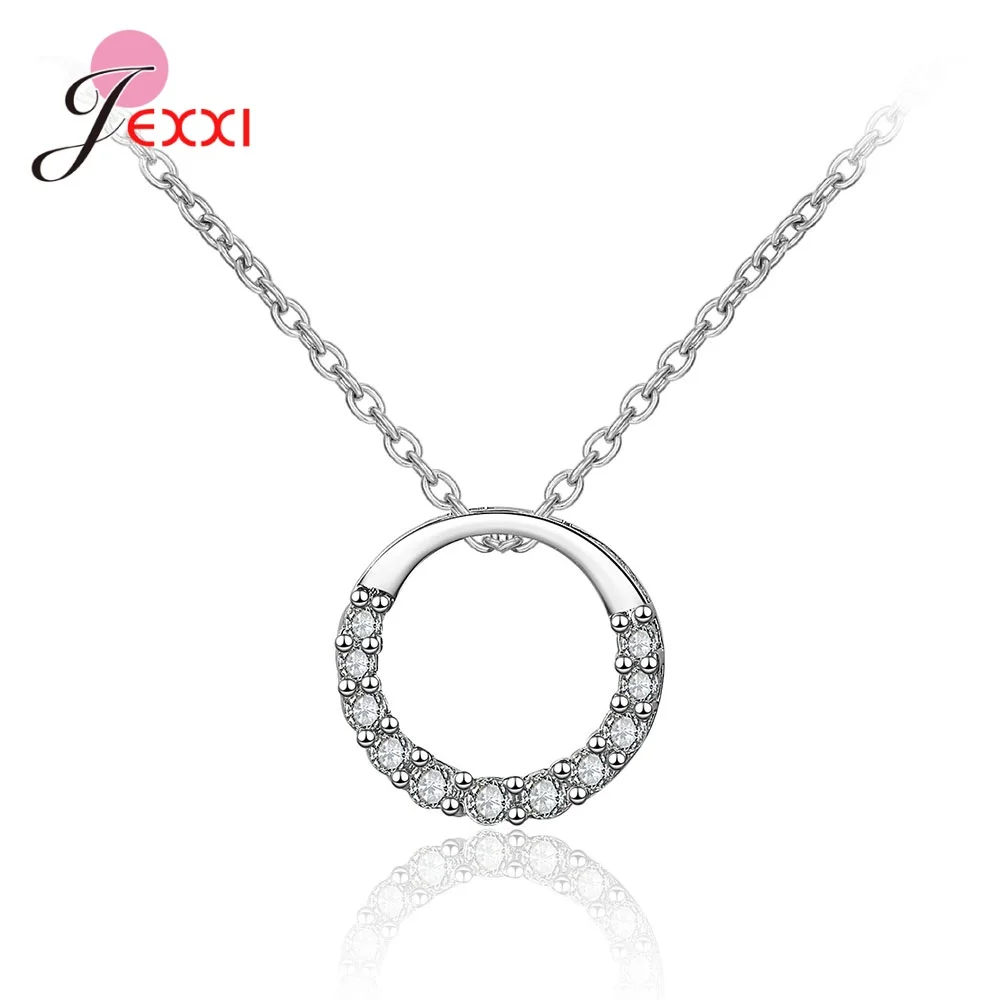 Big Round Circle 925 Sterling Silver Color Jewelry Accessory Hot Fashion Circles Pendant Necklaces For Women/Girls Anniversary