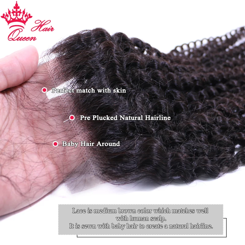 Real HD Kinky Curly Closure Raw Hair 4x4 5x5 6x6 7x7 100% Human Hair Invisible Melt Skin True HD Lace Queen Hair Official Store