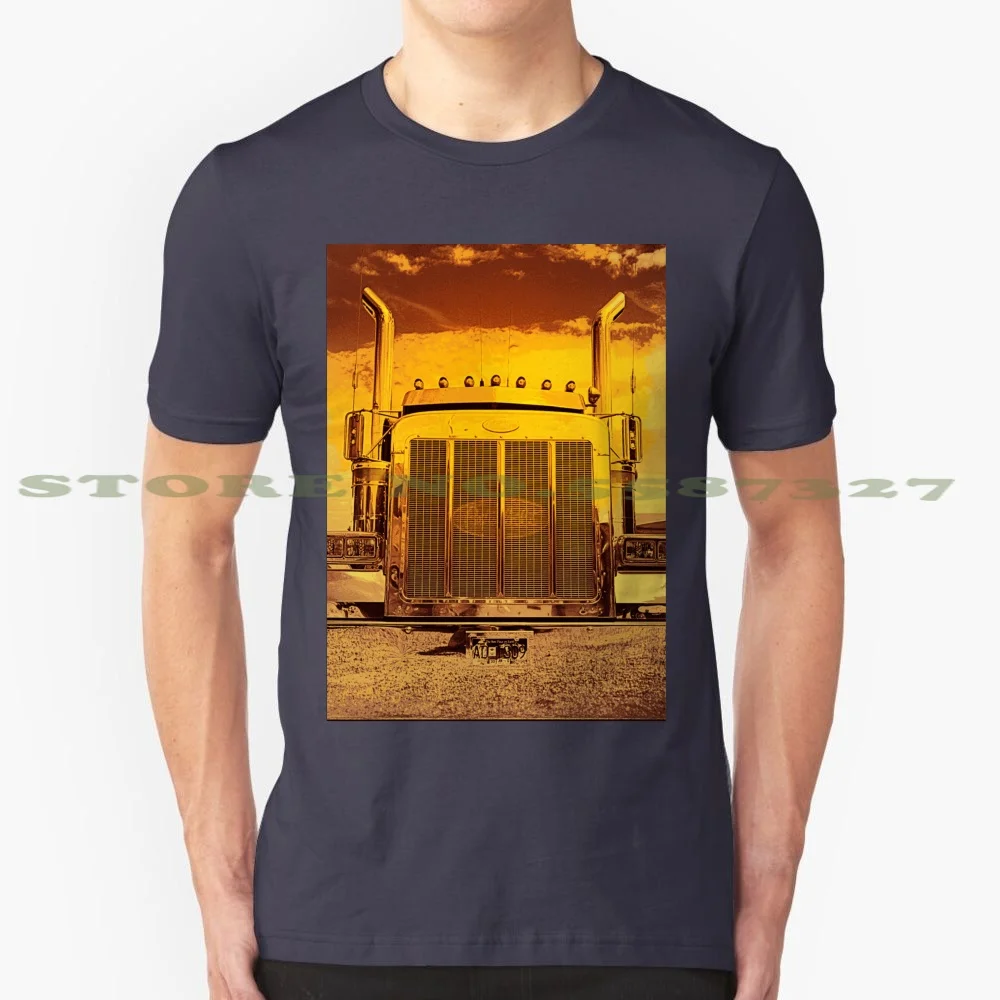 Sunset Peterbilt 100% Cotton T-Shirt Trucks Big Rigs Semi Tractors Fine Art Chrome Trailers Peterbilt