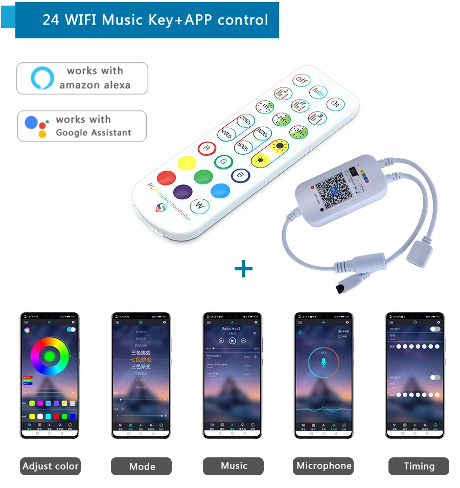 16ล้านสี Wifi RGB / RGBW LED Controller สมาร์ทโฟนควบคุมเพลงและโหมดจับเวลา Magic Home บลูทูธ Led RGB controller