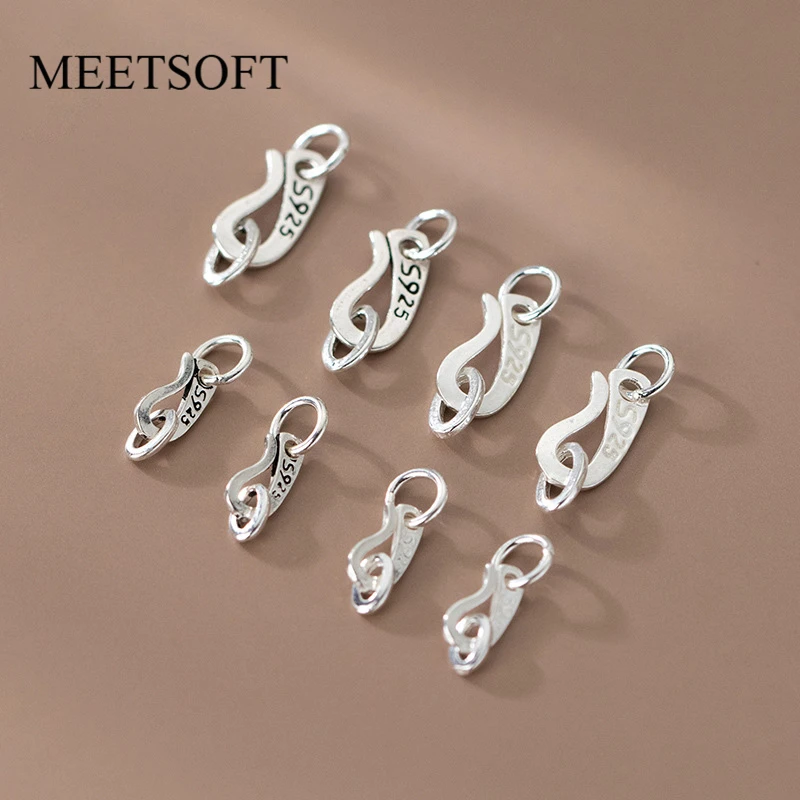 

MEETSOFT, трендовые подвески из серебра 925 пробы с S-образной пряжкой, сделай сам, товары ручной работы, браслет, ожерелье, оптовая продажа