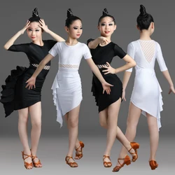 2021 New Children Latin Dance Dress For Girls Salsa Tango Ballroom Dancing Dress Competition Costume Kids Practice Dance Clothes