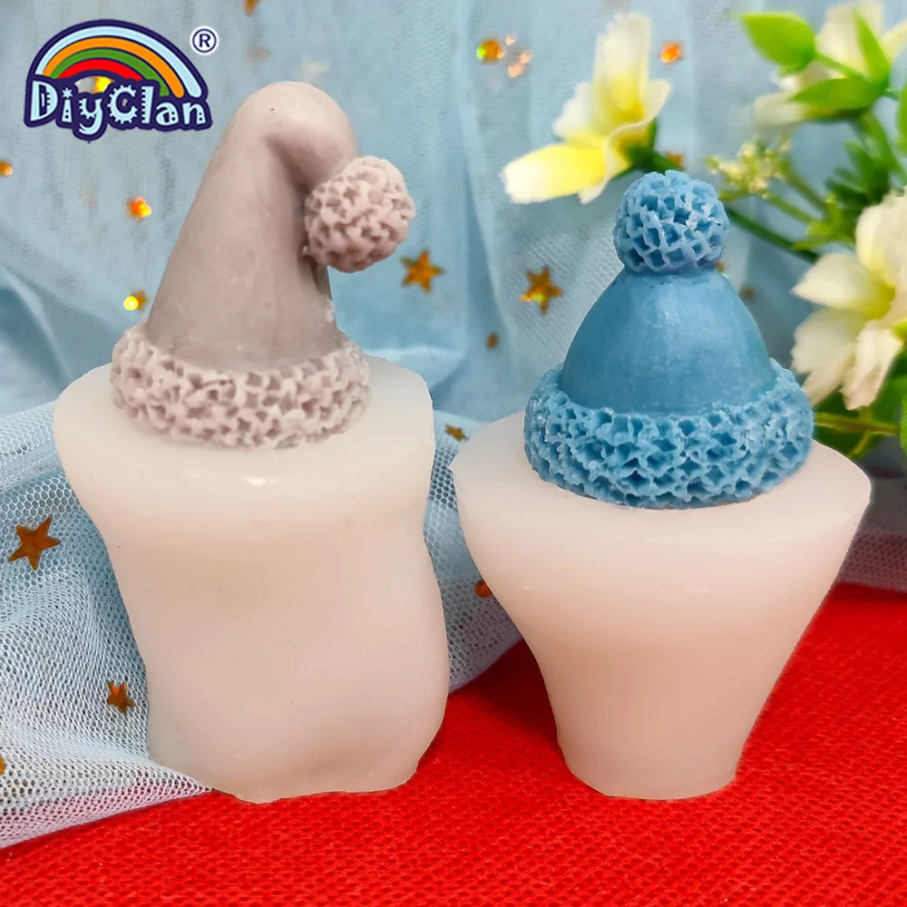 Cute Christmas Hat Silicone Mold DIY Candle  Aromatherapy Gypsum Making Mould Christmas Decoration Chocolate Cake Baking Tools
