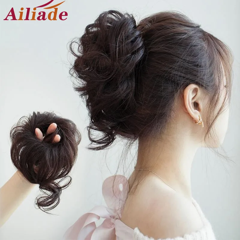 

AILIADE Messy Scrunchies Chignon Donut Hair Bun Pad Elastic Hair Rope Rubber Band Synthetic Hairpiece Hair Bun For Women