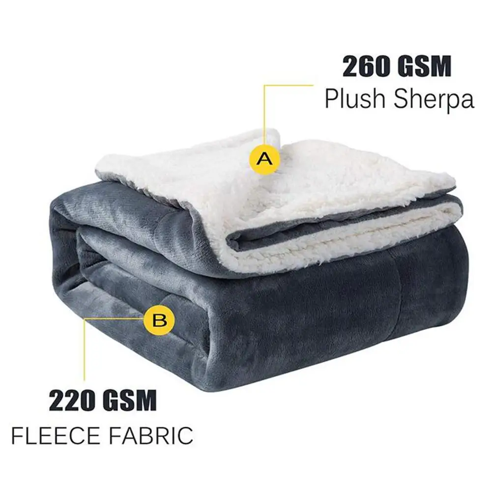 Lamb Velvet Double Layer Draw Blanket Single Solid Color Flannel Blanket Office Sofa Twin Thick Warm Blanket