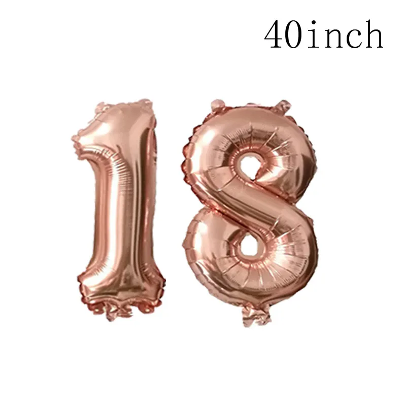 Rose gold 18 27 30 35 40 50 60 Foil Balloons Tinsel Fringe Curtains Table Cloth Drink Straws 30th 40th Birthday Party Decoration