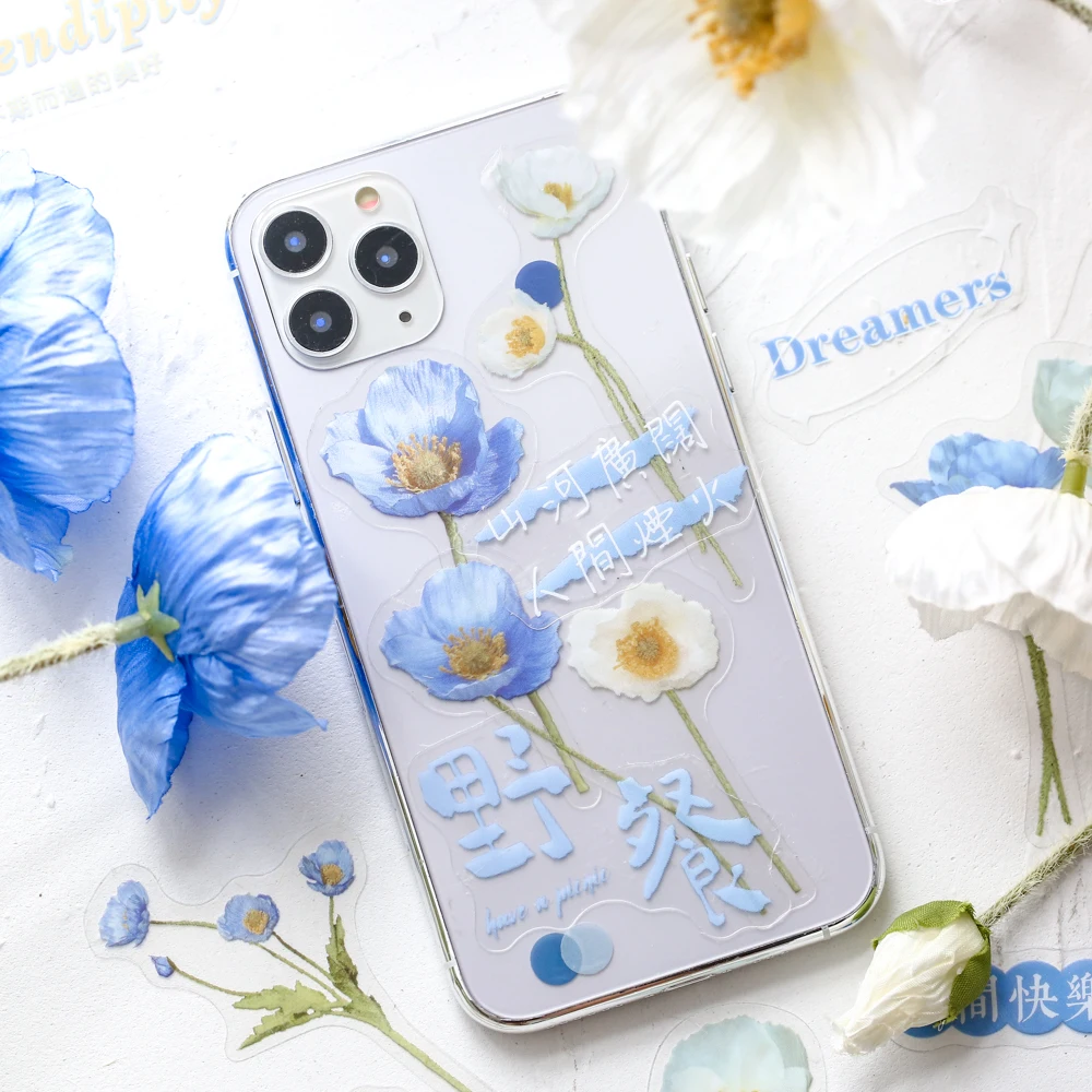 30 szt. Naklejki z kwiatami dekoracyjne etui na telefon pamiętnik Album Scrapbooking materiał wodoodporna naklejka