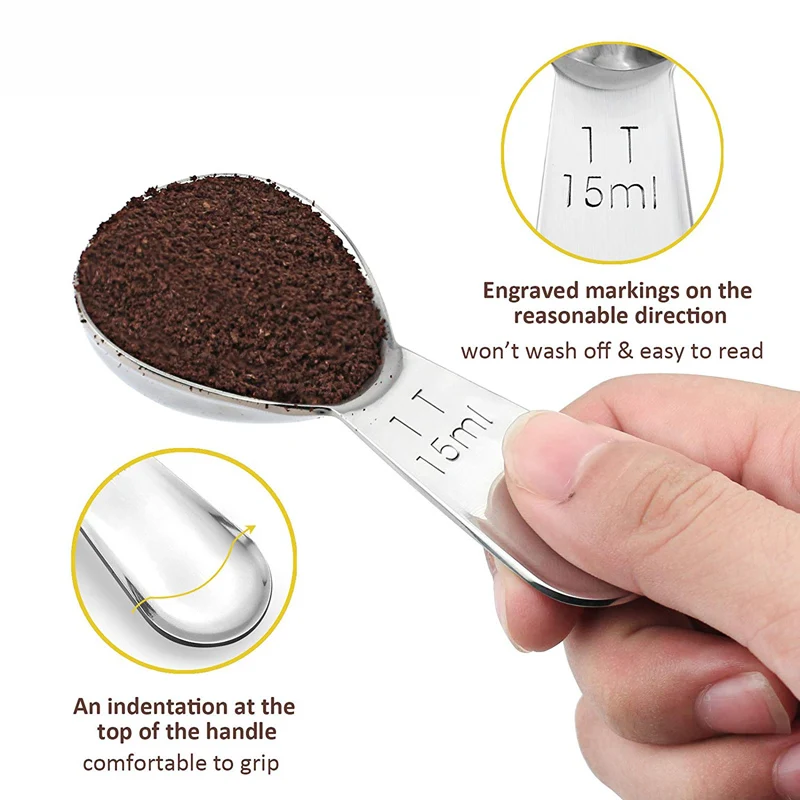 1Pc Coffee Scoop Stainless Steel Tea Coffee Measuring Spoon 15ml 30m Measure Spoon for Coffee Tea Powder Kitchen Measuring Tools