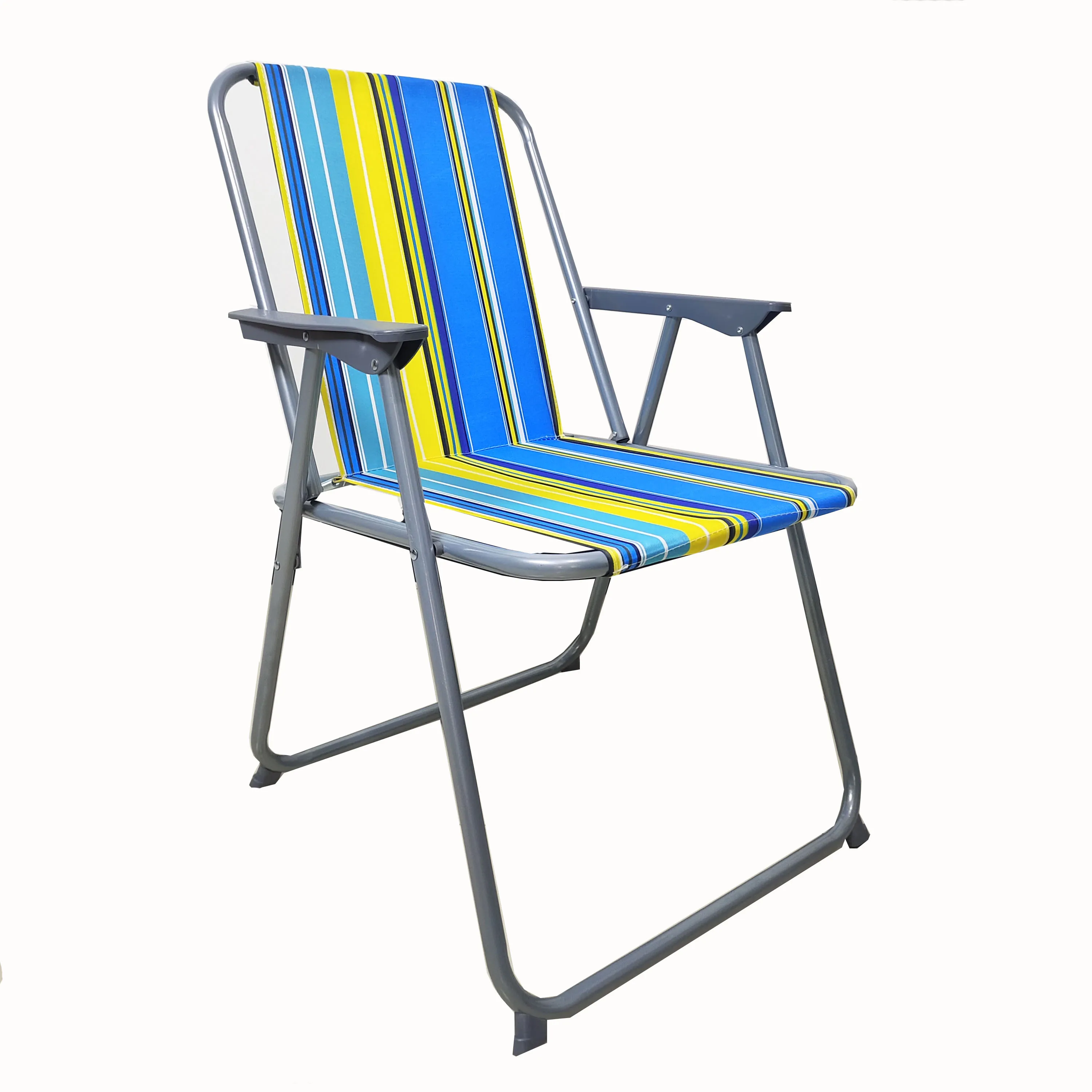 Outdoor portable folding beach chair with foot pad spring chair self driving travel picnic beach barbecue spring folding chair