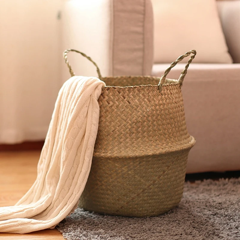 

Seaweed Wicker Basket, Rattan Flower Pot, Foldable Flower Pot, Straw Willow Basket, Laundry Basket, Storage Basket