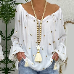 Trendy Simple Beige Fringe Long Necklace Glass Wooden Beads Star Pendant Handmade Jewelry Women Beach Dresses Accessory