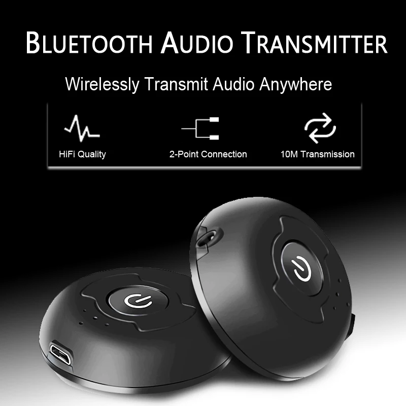 VAORLO Bluetooth 5.0 Audio Transmitter 3.5mm AUX RCA Stereo Latency Rendah Multi point Nirkabel Adaptor Untuk TV PC Lapter dongle