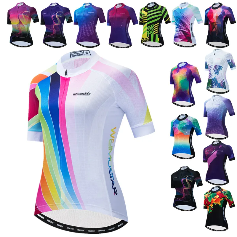 Weimostar Rainbow Cycling Jersey Women Summer Mountain Bike Jersey Pro Cycling Clothing Tops Road Bicycle Shirt Maillot Ciclismo