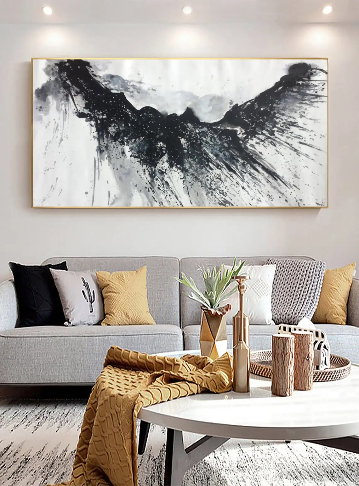 Original black and white abstract painting Minimalist Art Modern Wall Art Decor Large Abstract Painting On Canvas Office Decor