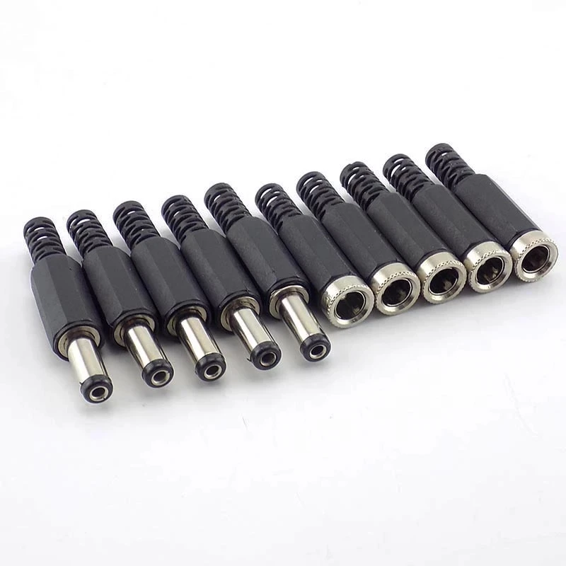 5Pieces Power DC Female Male Plug Connector 5.5*2.1mm Connection Port for LED Adapter CCTV Power Convert LED Strip Lights