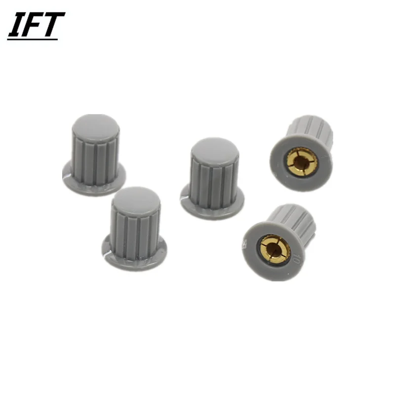 5 Pcs 4mm Shaft Insert Dia Brass Tone Core Potentiometer Control Knobs