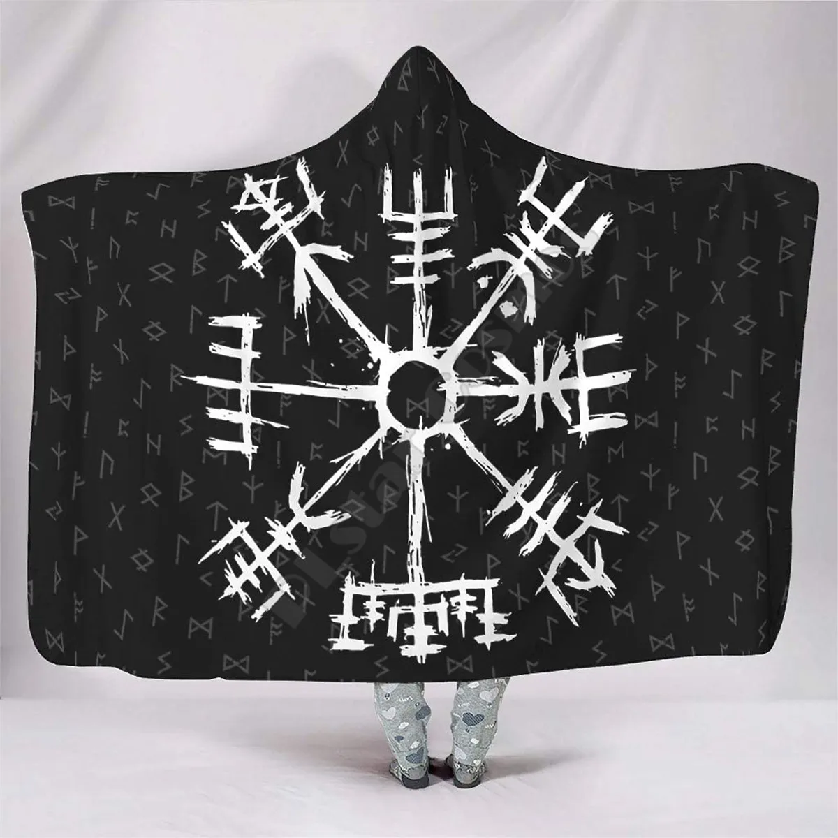 Viking Tattoo 3d printed Hooded Blanket Adult child Sherpa Fleece Wearable Blanket Microfiber Bedding Drop Shipping