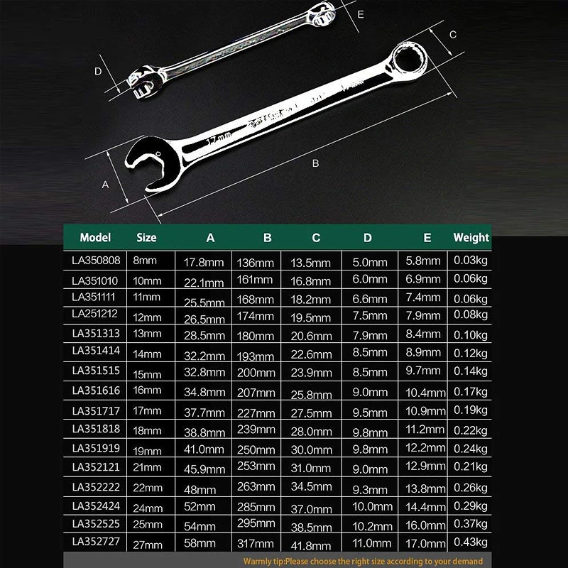 LAOA 8-27mm Open End Ratchet Wrench Combination Ratchet Socket Spanner Universal Key Bicycle Car Repair Hand Tool