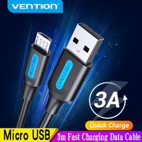 Vention Micro USB Cable 3A Nylon Fast Charger USB Type C Data Cable for Samsung Xiaomi LG Android Micro USB Mobile Phone Cables