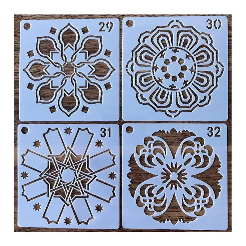 36pcs Plastic Painted Hollow Painting Stencilsating Tools DIY Hollow Mandala Pattern Painting Stencils Wall Paper Stencils