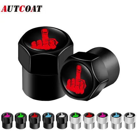 AUTCOAT 4Pcs/Set Tire Valve Caps,Premium Metal Rubber Seal Tire Valve Stem Caps, Dust Proof Covers Universal Fit for Cars